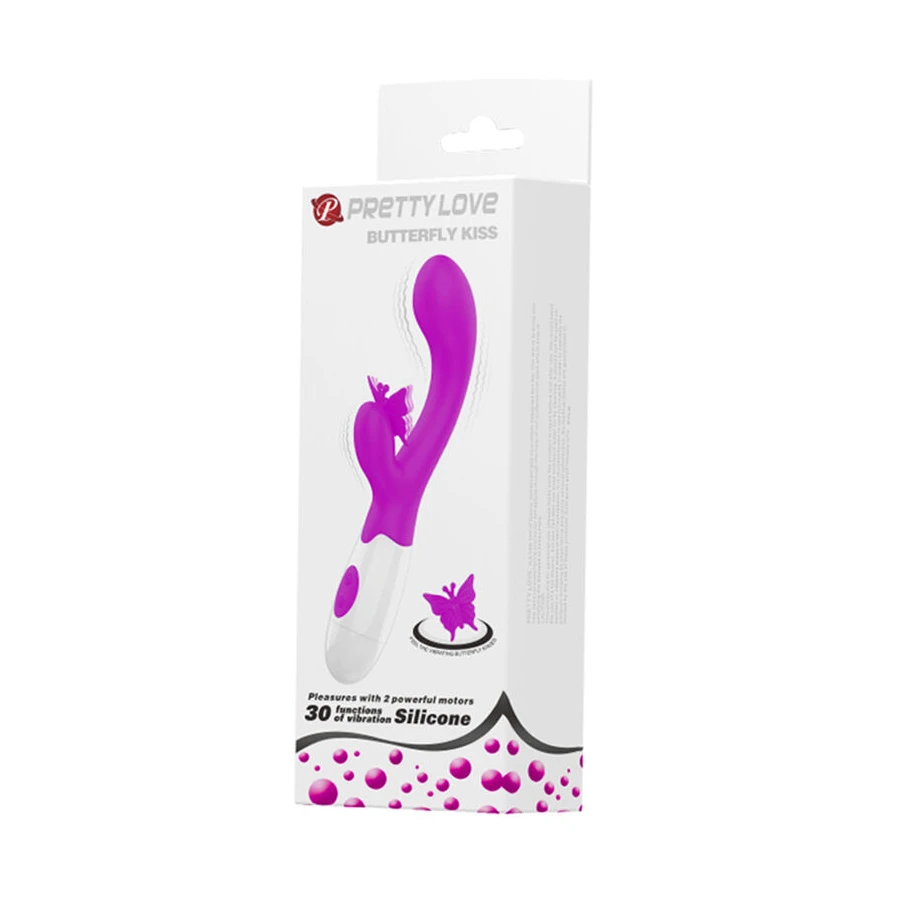 PRETTY LOVE - VIBRATORE A CONIGLIO BUTTERFLY KISS 30 FUNZIONI VIOLA
